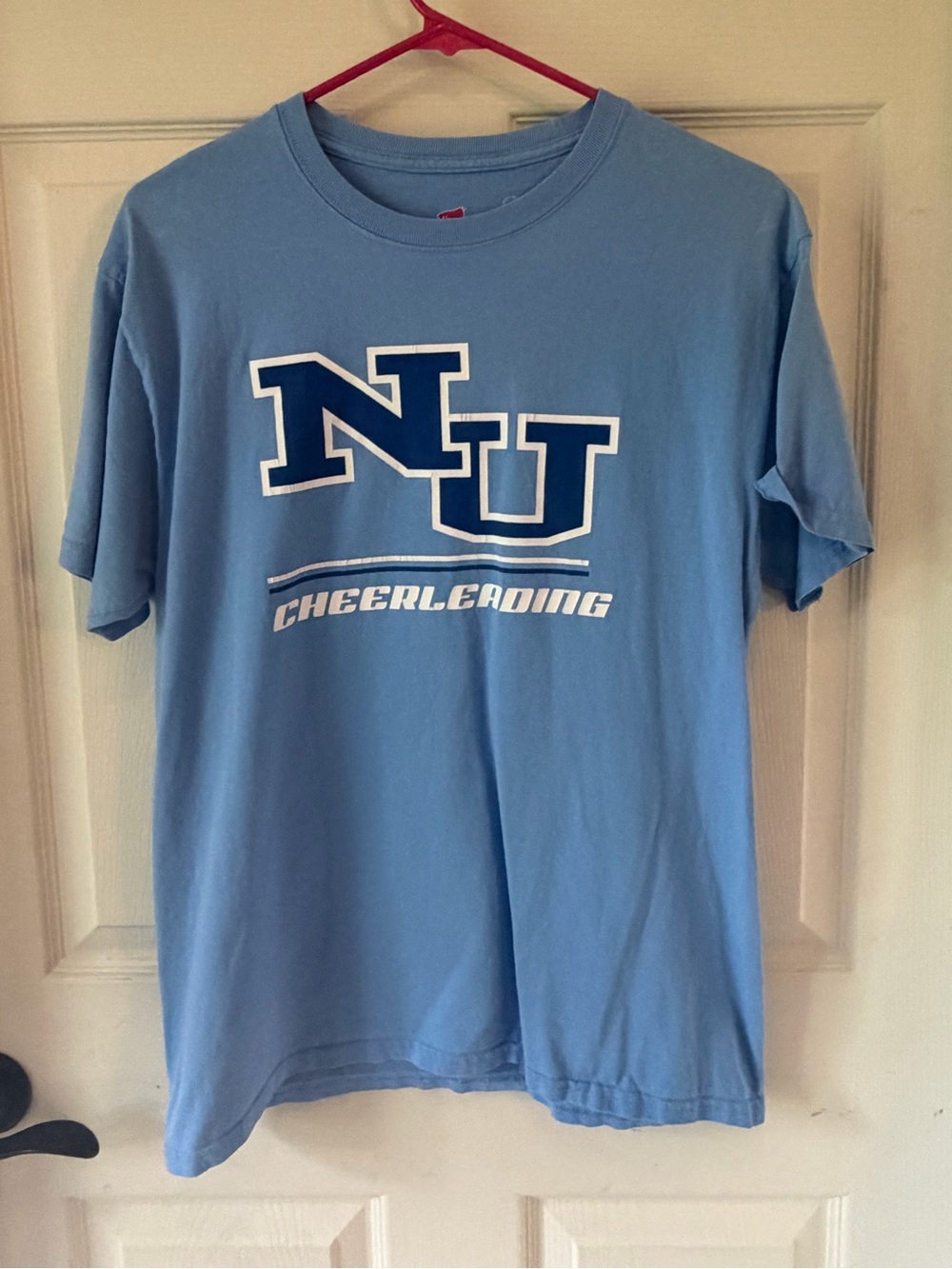 Light Blue 'NU Cheerleading' Graphic T-Shirt* - size M